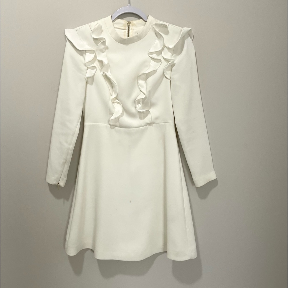 Ted Baker London, Women Long Sleeve Dress, White/ Off white, A-Line, Size 1